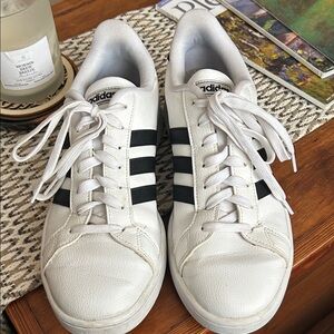 Adidas Men's Classic White Sneakers with Black Accents